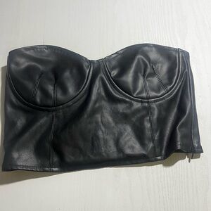 Black faux Leather Bustier Top